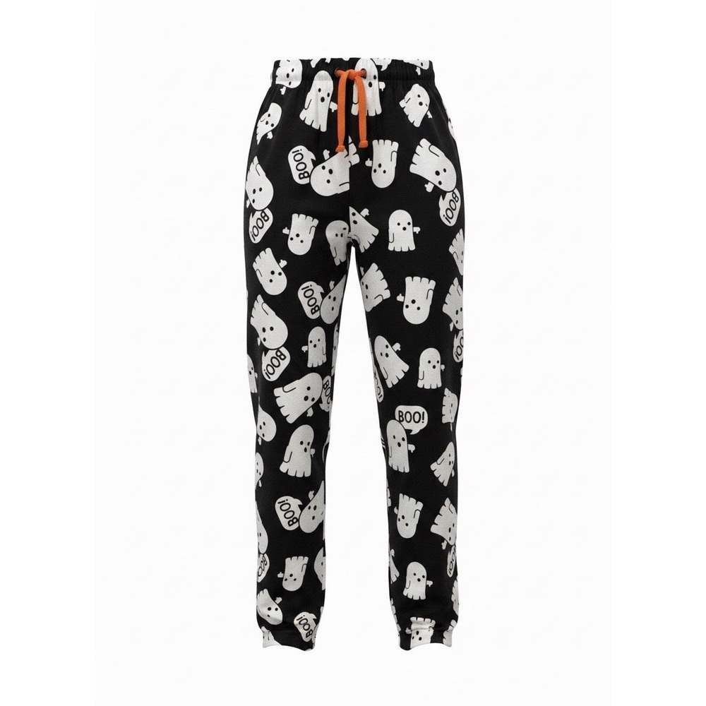 MAD ENGINE Men's Halloween Ghost Knit Pajama Pants ~ Black & White Size M NWT